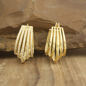 Stylish Lab Diamond Hoop Earrings in Gold - Modern Elegance for Every Occasion