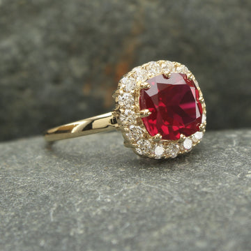 Lab Ruby Halo Diamond Ring: Elegant, Ethical & Affordable Gift for Every Budget