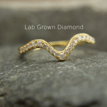 wave ring, stacking ring, ring guard, diamond band, lab diamond ring, micropave ring