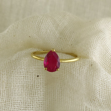 Pear Cut Lab Ruby Engagement Ring – Handmade Gold July Birthstone Proposal Gift GJR5