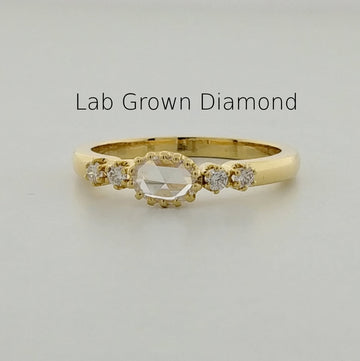 Vintage Oval Rose Cut Lab Diamond Ring – Multi-Prong Gold Engagement Jewelry