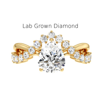 Pear Cut Lab Diamond Ring with Tiara Shank in Recycled Gold – IGI Certified ADR127 LGD