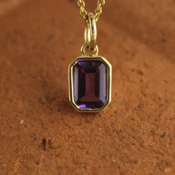 Bezel Pendant, Emerald Cut Alexandrite, Handmade Jewelry,