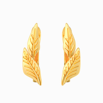 Leaf Hoop Earrings in Recycled Gold – Handmade Nature-Inspired Huggie Gift ADE2