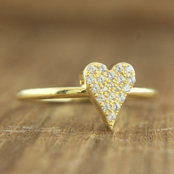 Exquisite Heart-Shaped Diamond Ring | Sustainable Gold | Timeless Love & Comfort Fit - ADR44