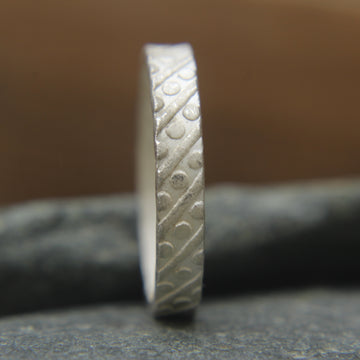 999 Pure Silver handmade unique line embossed 2.5 mm wide Band