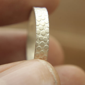 999 Pure Silver handmade bubble embossed 2.5 mm wide Band