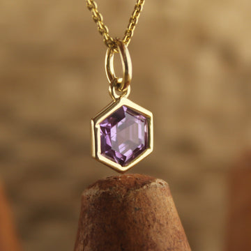 Hexagon Pendant, Lab Alexandrite, Minimalist Jewelry,