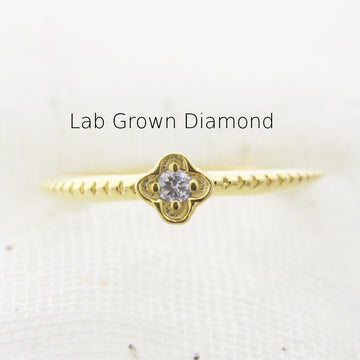 Clover Lab Diamond Ring in Recycled Gold Dainty, Ethical & Chic Everyday Band ZR150 LGD