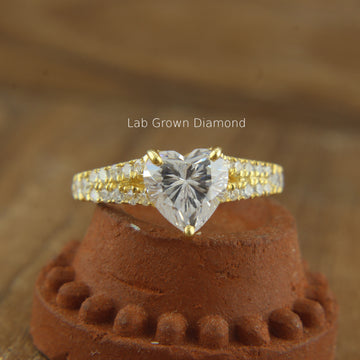 Handcrafted 14K Gold Heart Lab Diamond Ring โ Timeless Love & Commitment ADR59 LGD