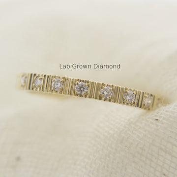 Vintage Lab Diamond Eternity Band in Solid Gold – Wedding or Promise Ring for Her