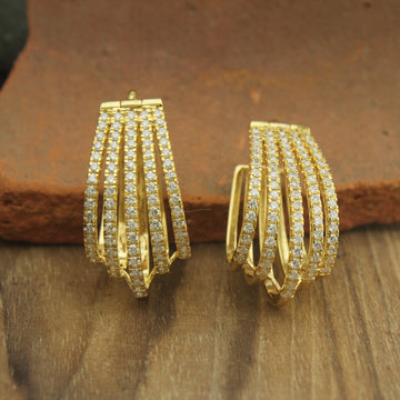 Lab Diamond Hoops in 5-Line Micropave Gold โ Anniversary Gift for her