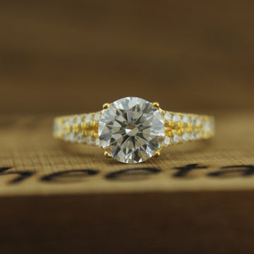 moissanite ring, engagement ring, gold bridal ring, split shank ring,