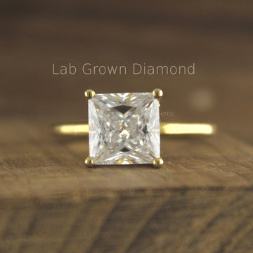 Princess Lab Diamond Ring with Hidden Halo – Ethical Bridal Gift for Her 4R PR - LGD