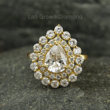 Elegant Pear Cut Lab Diamond Ring for Proposal & Anniversary Gift Jewelry 94R PS - LGD