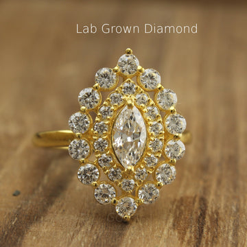 Marquise Lab Diamond Double Halo anniversary Ring โ IGI Certified Statement - 113R MQ