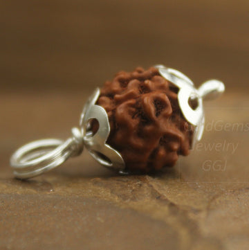 Shiva Pendant Charm, Rudraksha Pendant in 999 Silver, Spiritual Pendant Gift, Religious Pendant, Symbol of soul pendant Yoga charm Pendant
