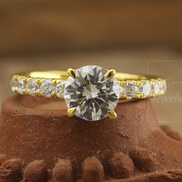 Handmade Lab Diamond Ring in Recycled Gold – Elegant Wedding & Gift Band - C159R LGD