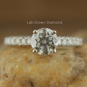 solitaire ring, lab diamond, high-rise ring, engagement ring, recycled gold,