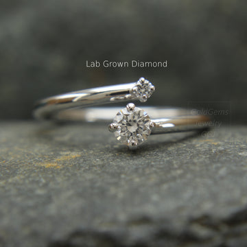 open crossover ring, lab diamond ring, handmade ring, recycled gold,