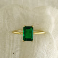Emerald Cut Engagement Ring, May Birthstone Gold Band