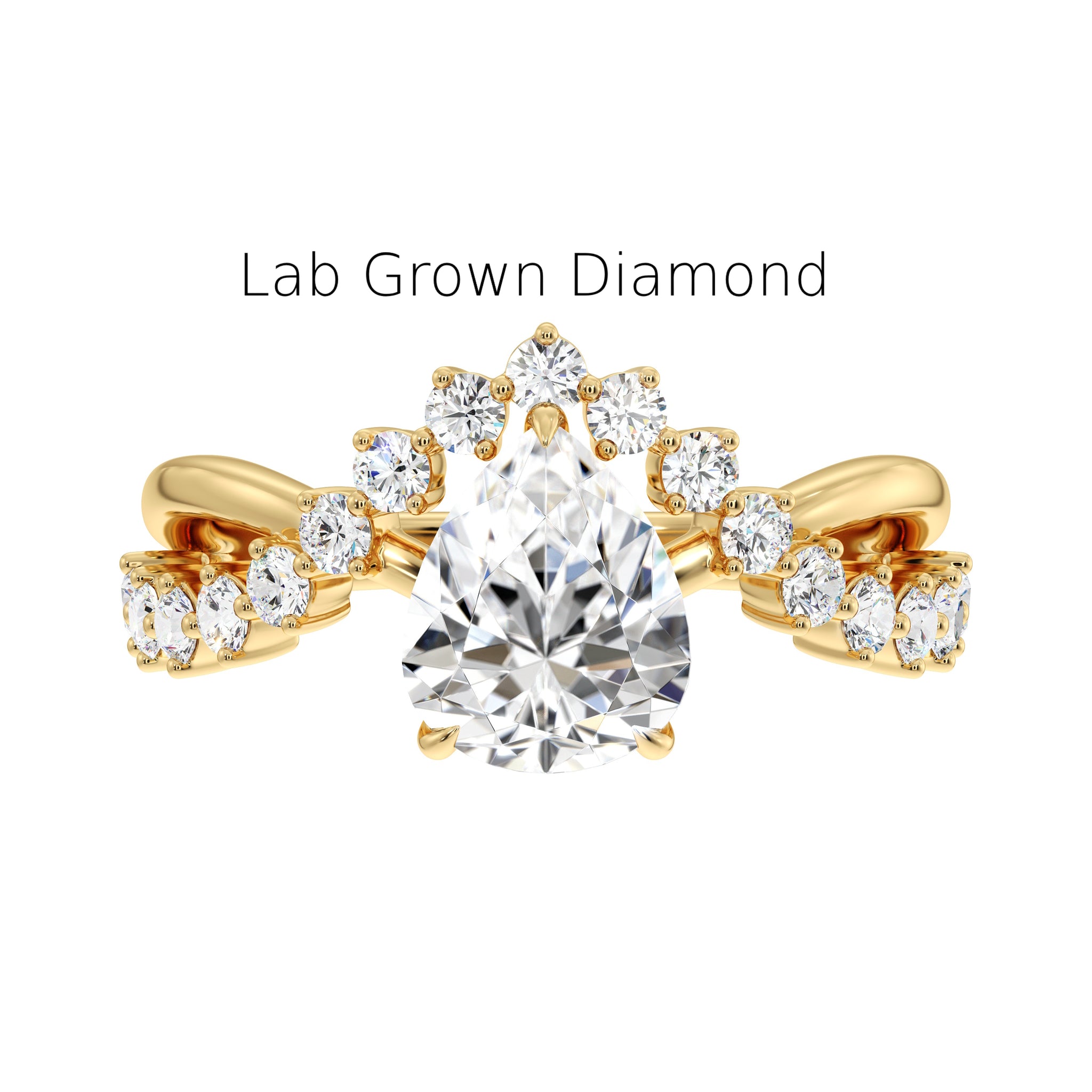 Pear Cut Lab Diamond Ring with Tiara Shank in Recycled Gold – IGI Certified ADR127 LGD
