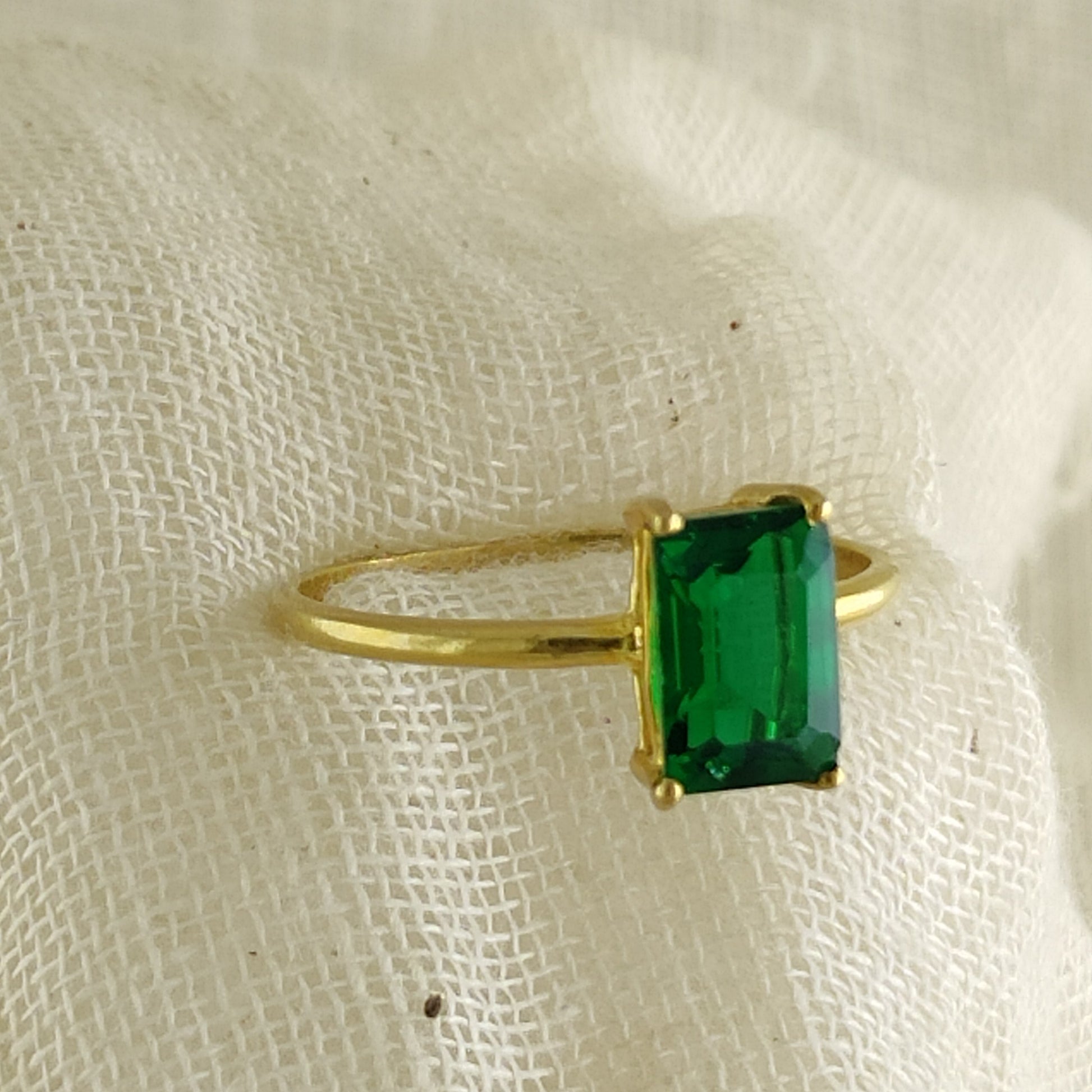 Prong Set Emerald Cut Ring, Timeless Engagement Band