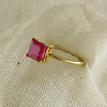 Handmade Ruby Solitaire Ring, Elegant Proposal Jewelry