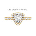Trillion Cut Lab Diamond Halo Ring in Recycled Gold, IGI Certified Lab-Grown Diamond Engagement Ring