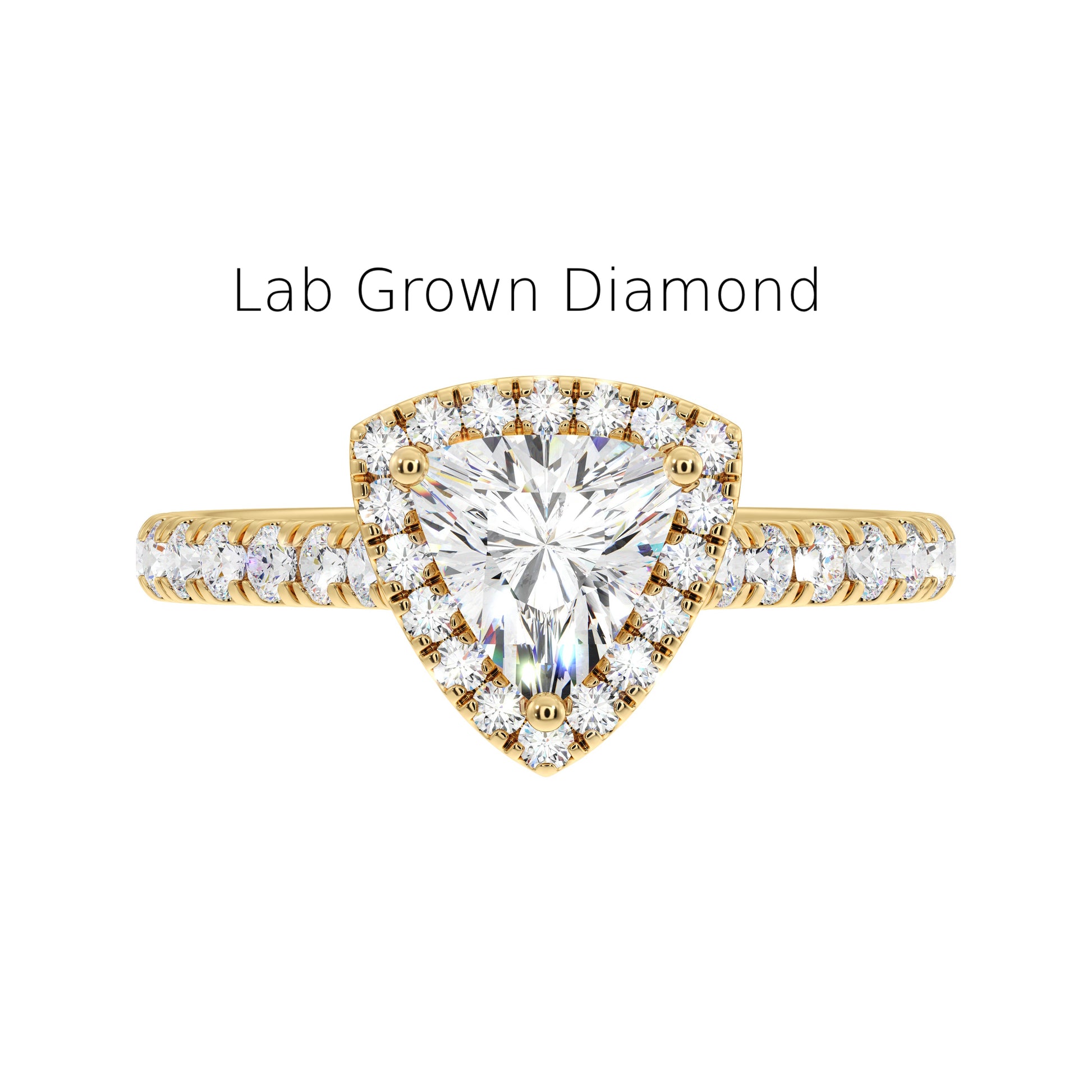 Trillion Cut Lab Diamond Halo Ring in Recycled Gold, IGI Certified Lab-Grown Diamond Engagement Ring