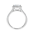Sustainable Trillion Cut Diamond Ring, Modern Halo Engagement Ring with Lab Diamonds