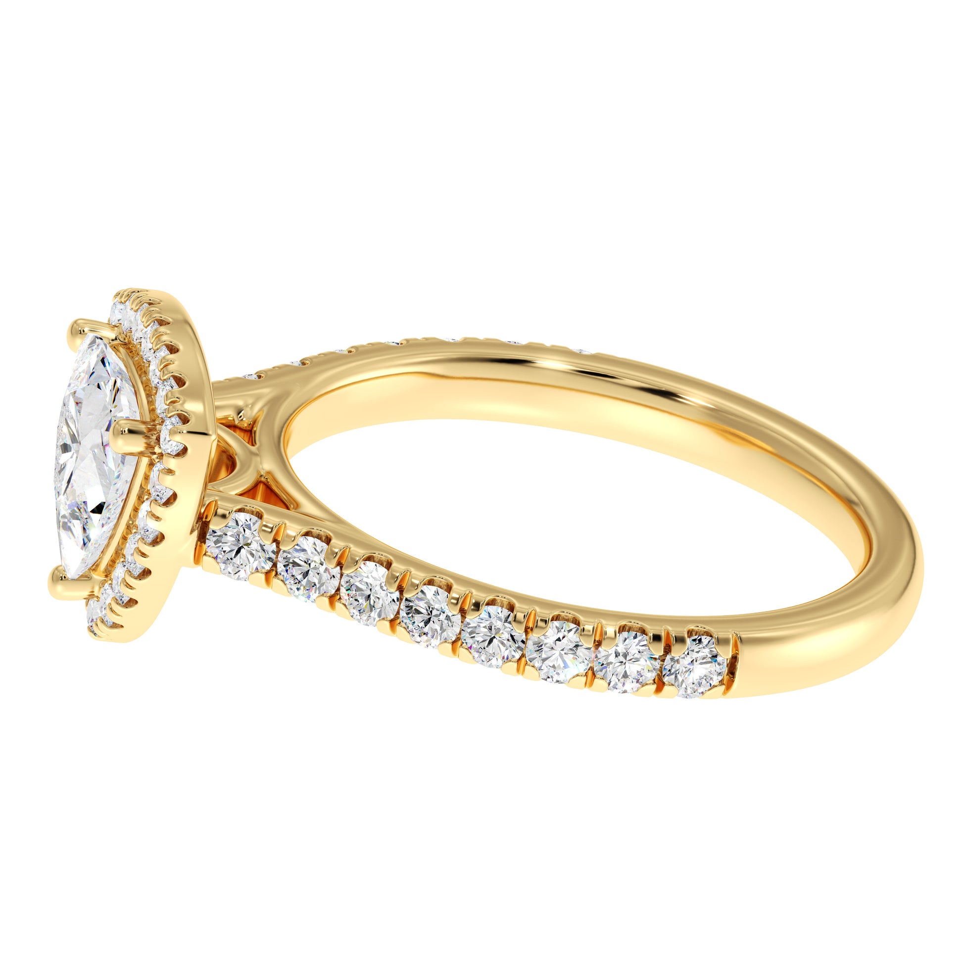 Radiant Lab-Grown Diamond Ring in 10K Gold, Contemporary Trillion Cut Engagement Ring