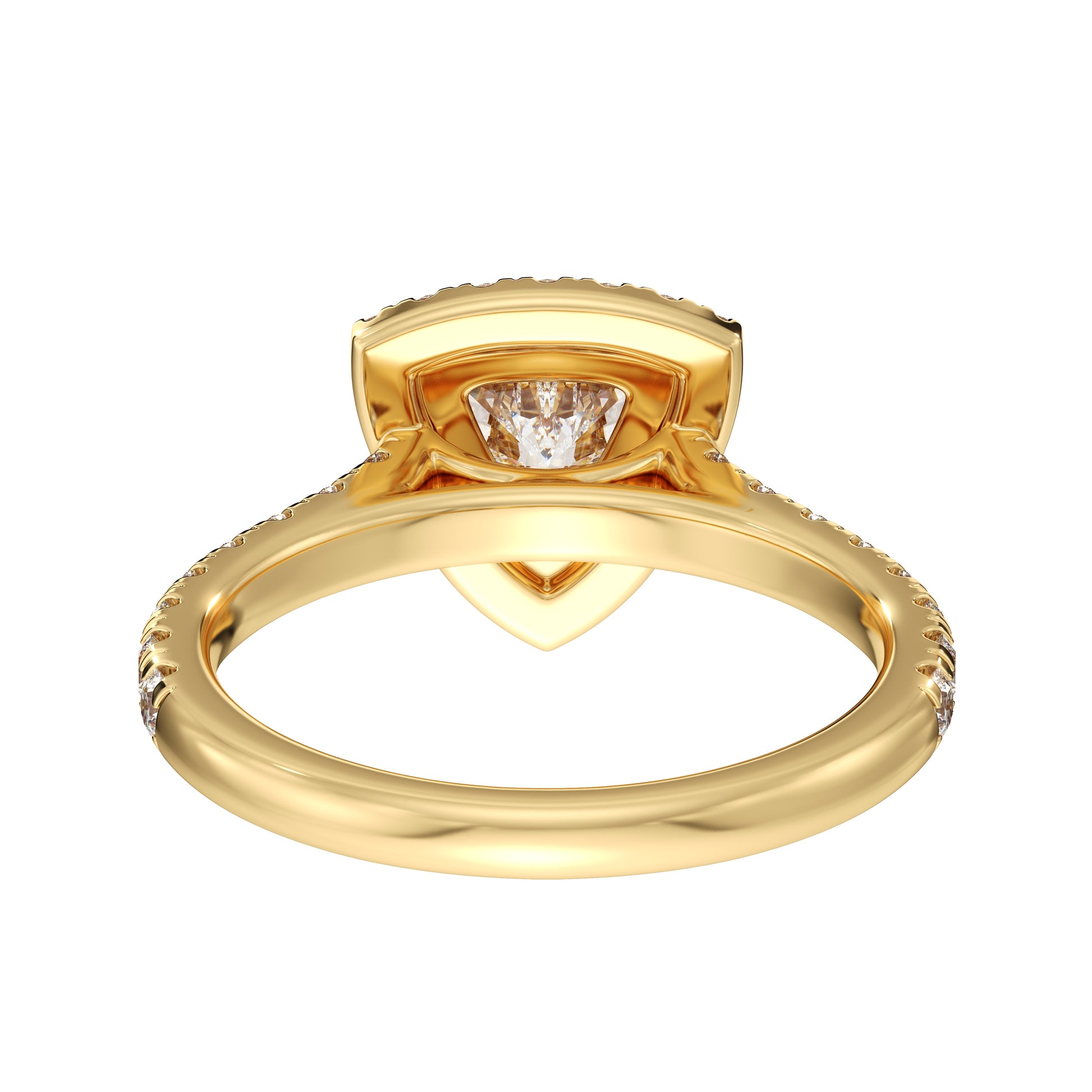 Timeless Halo Engagement Ring with Lab Diamonds, Artisan-Made Trillion Cut Diamond Ring