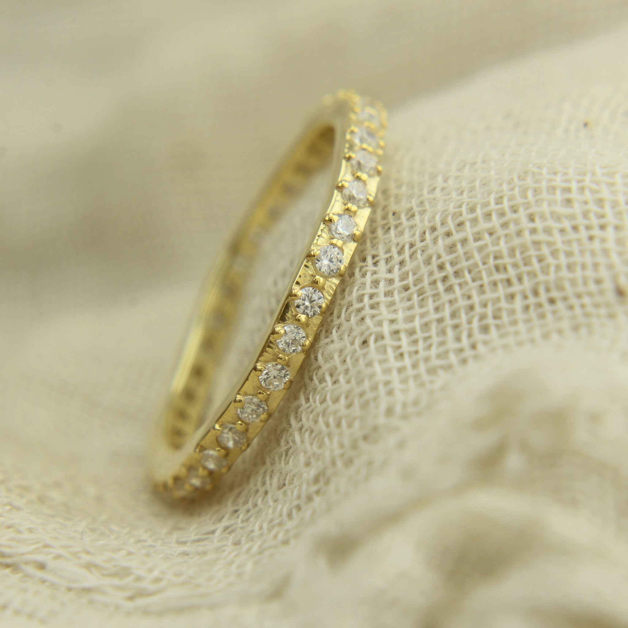Handmade Prong-Set Diamond Band in Recycled Gold, Eco-Friendly Diamond Eternity Ring – Handmade in Recycled Gold