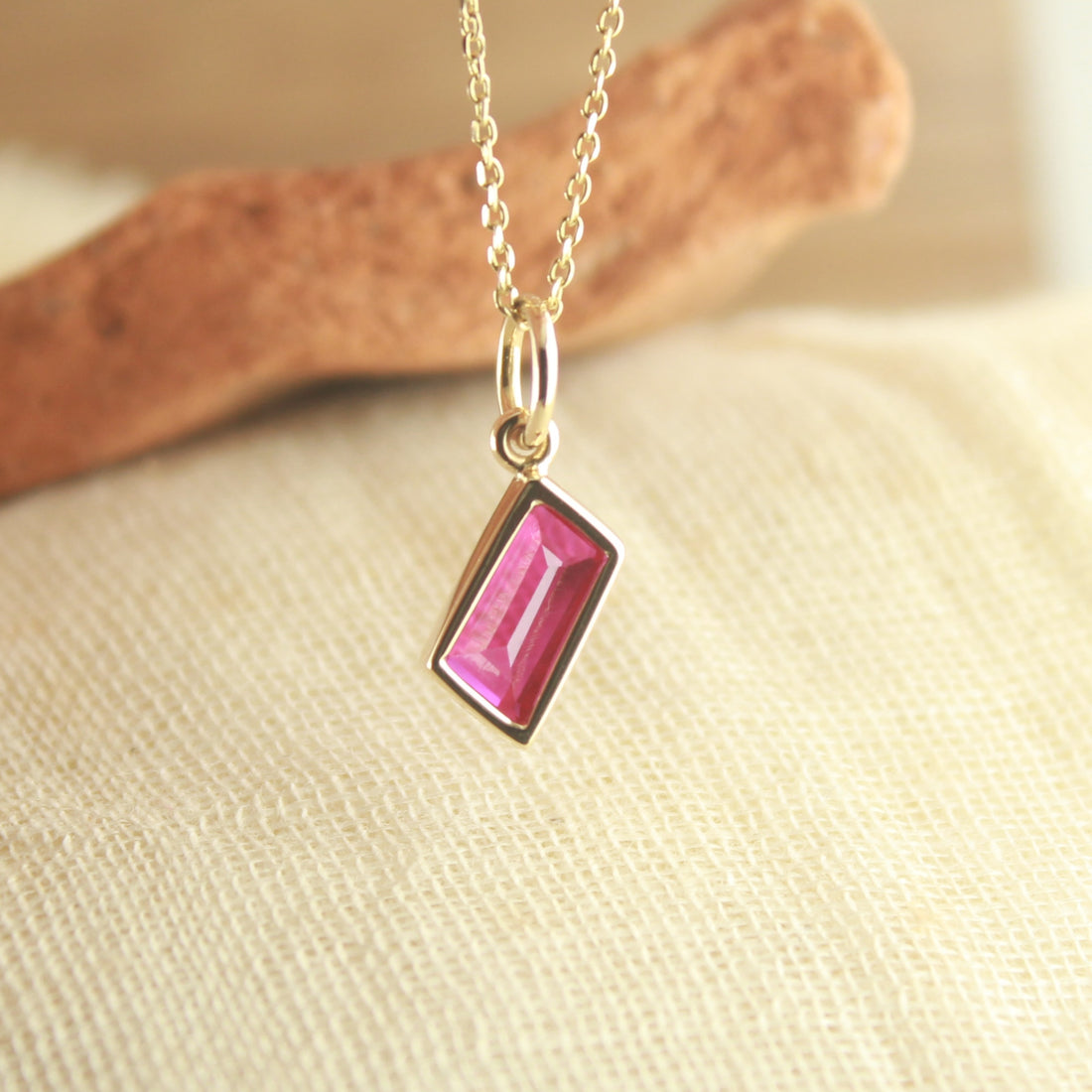 Custom Cut Ruby Pendant in Bezel Gold Setting – Minimalist Style,
Handmade Lab Ruby Pendant Necklace – Elegant Daily Gold Jewelry,