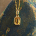 Bezel Set Charm Gold, Handmade Daily Wear Jewelry, Gold Orange Sapphire Necklace, Delicate Charm Pendant, 