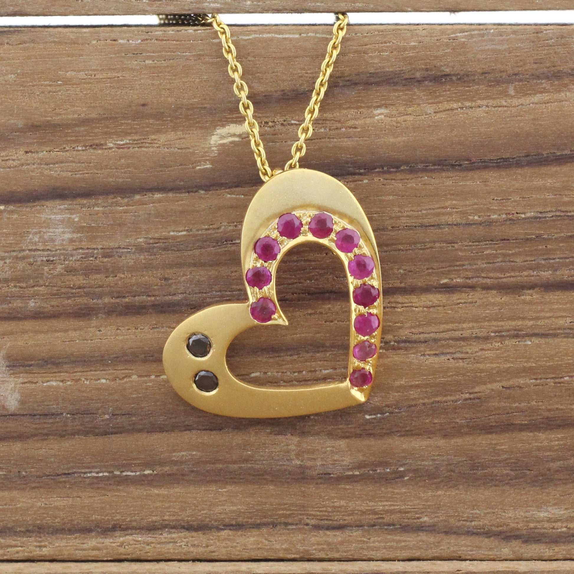 Small, Elegant & Sustainable, Red Ruby Necklace Gift in Recycled Gold, Rustic Matte Ruby Pendant for Conscious Buyers, Ruby Gold Charm