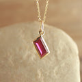 Simple Ruby Pendant Necklace – Handmade Custom Cut Gem Jewelry,
Custom Lab Created Ruby Charm in Gold – Lightweight Pendant,