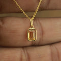 Everyday Sapphire Necklace, Orange Gemstone Jewelry, Simple Gold Pendant Women, Handmade Gemstone Necklace, Fine Jewelry Gift Women
