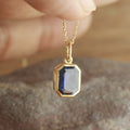 Simple Blue Sapphire Gold Charm – Elegant Daily Wear Necklace,
Minimal Gold Necklace with Lab Blue Sapphire – Classic Everyday Jewelry,
Emerald Cut Blue Sapphire Gold Necklace – Gift for Her,