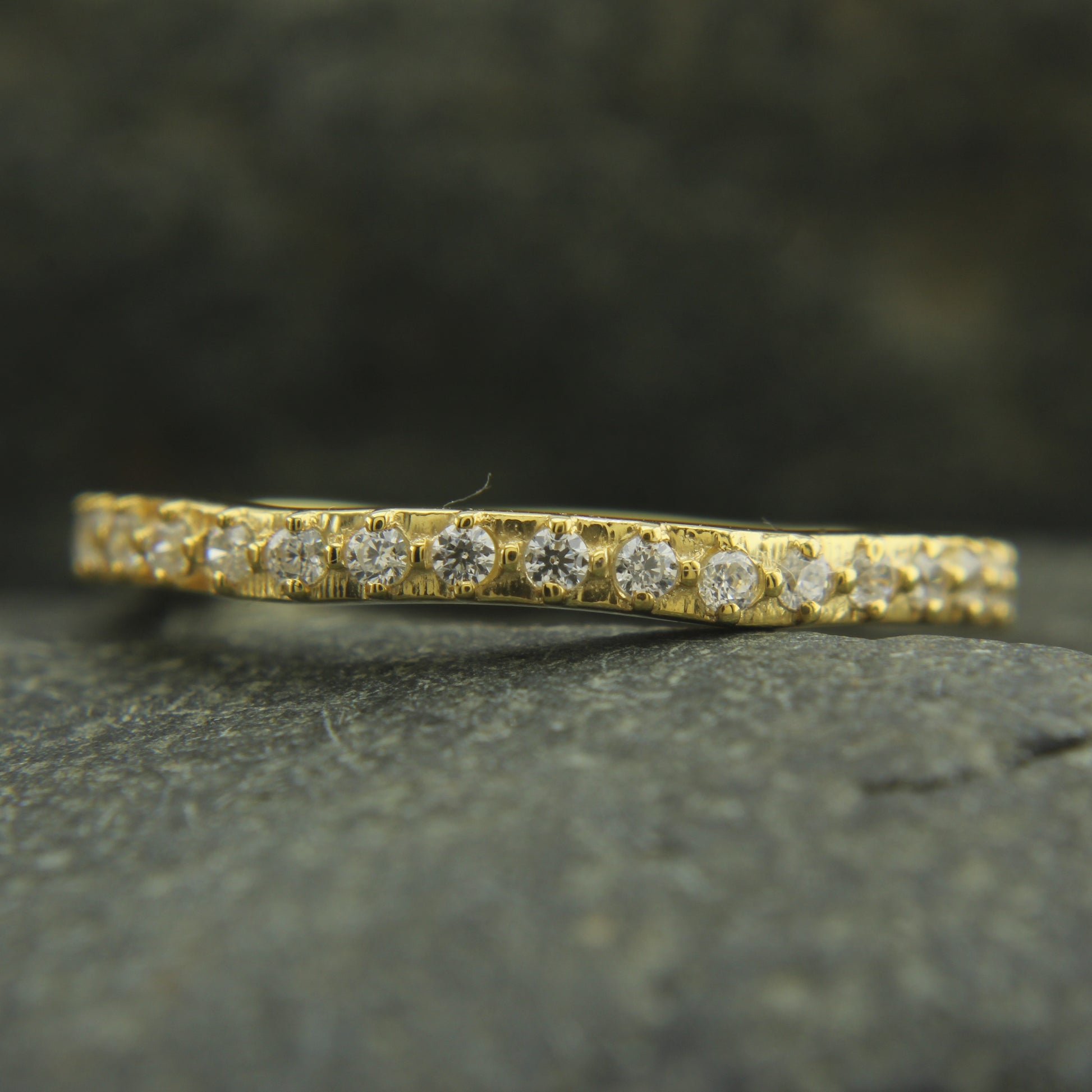     Prong-Set Natural Diamond Band – Handmade in Recycled Gold, Sustainable Handmade Diamond Eternity Ring – Recycled Gold