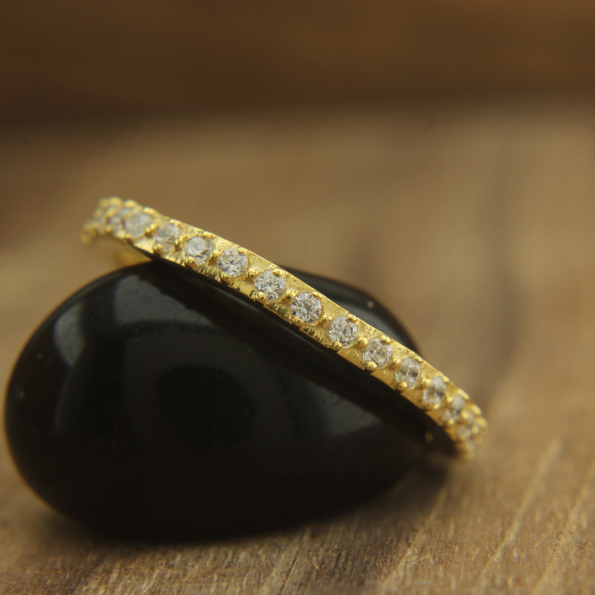     Eco-Conscious Prong-Set Diamond Band – Handmade Elegance, Handcrafted Recycled Gold Diamond Eternity Ring – Ethical Choice