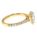 Modern Split Shank Lab Diamond Ring in 18K Gold, Eco-Friendly Trillion Cut Diamond Ring