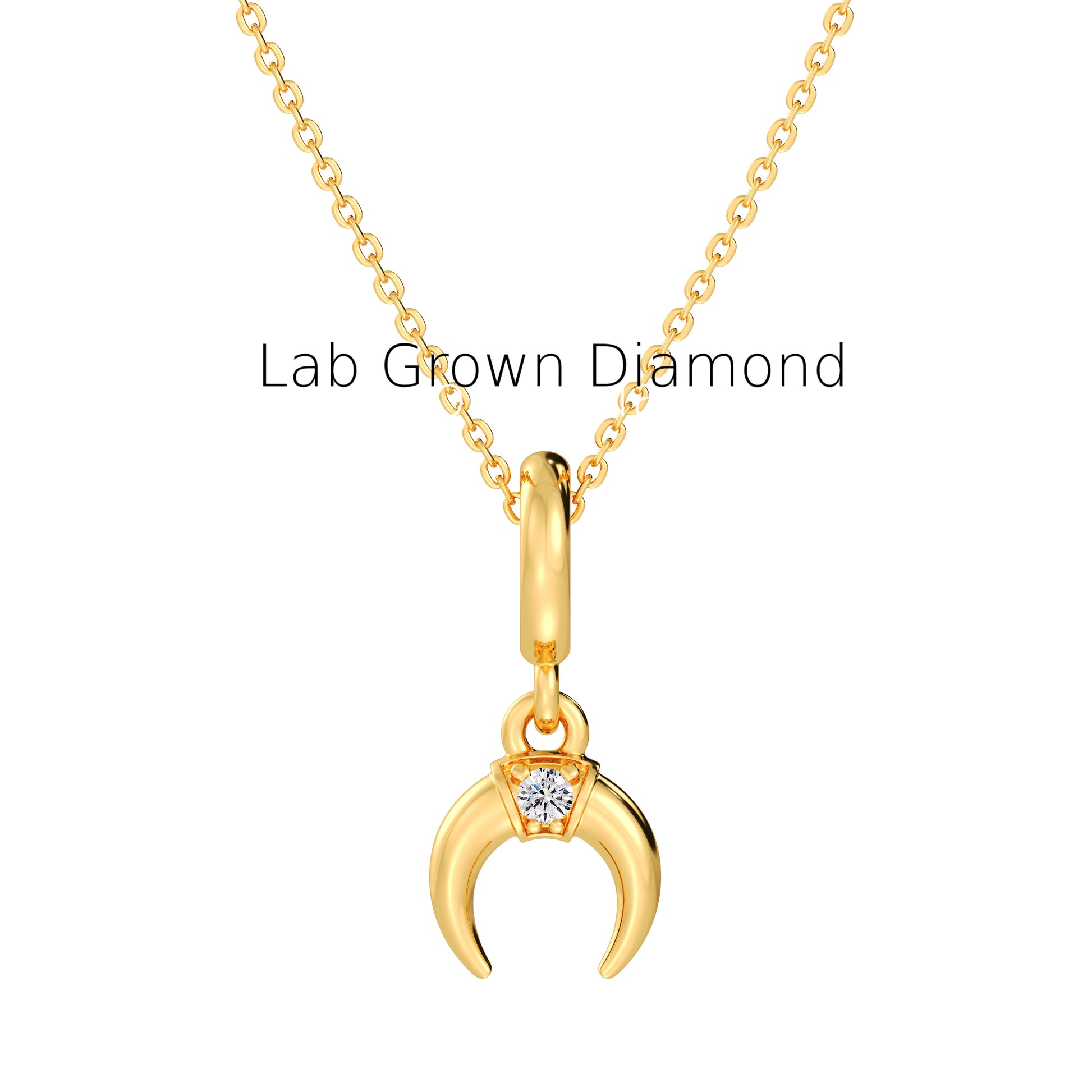 Lucky Horse Shoe Lab Diamond Pendant – Recycled Gold Everyday Necklace
Horse Shoe Pendant with Lab Diamond – Sustainable Gold Charm for Her