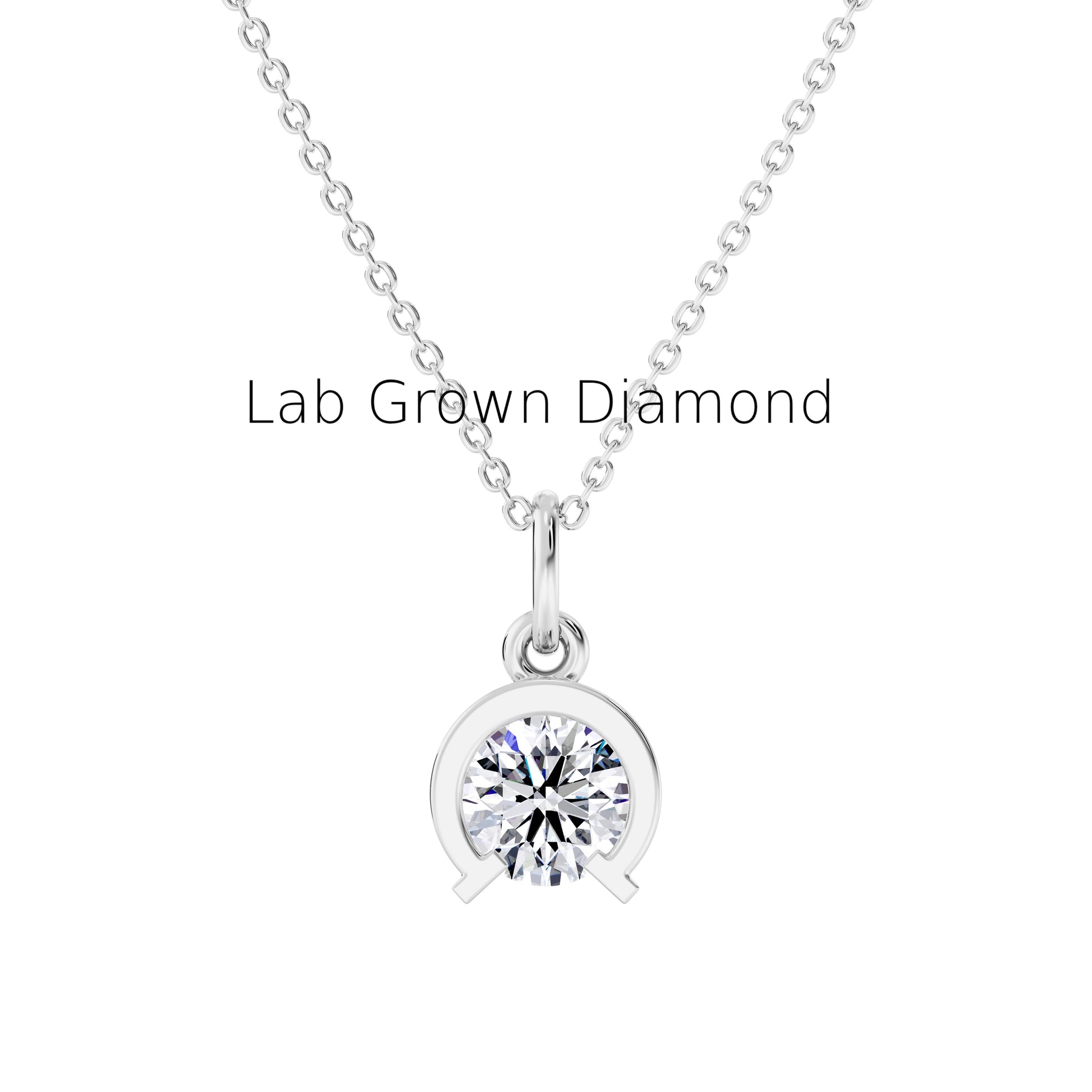 Horse Shoe Lab Diamond Pendant – Birthday Gift in Recycled Gold
Handmade Horse Shoe Necklace – Ethical Lab Diamond Solitaire
