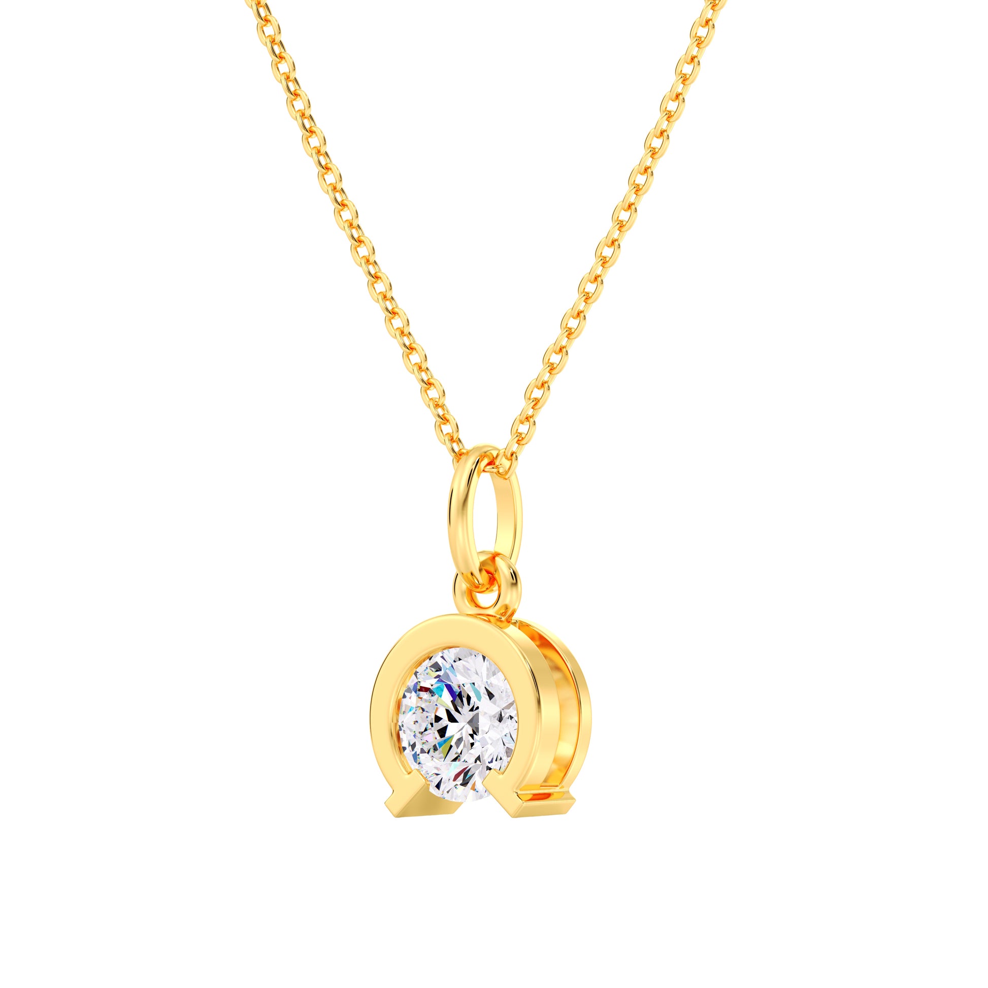 Recycled Gold Horse Shoe Necklace – Lab Diamond Charm for Her
Solitaire Diamond Necklace – Horse Shoe Pendant in Eco-Friendly Gold