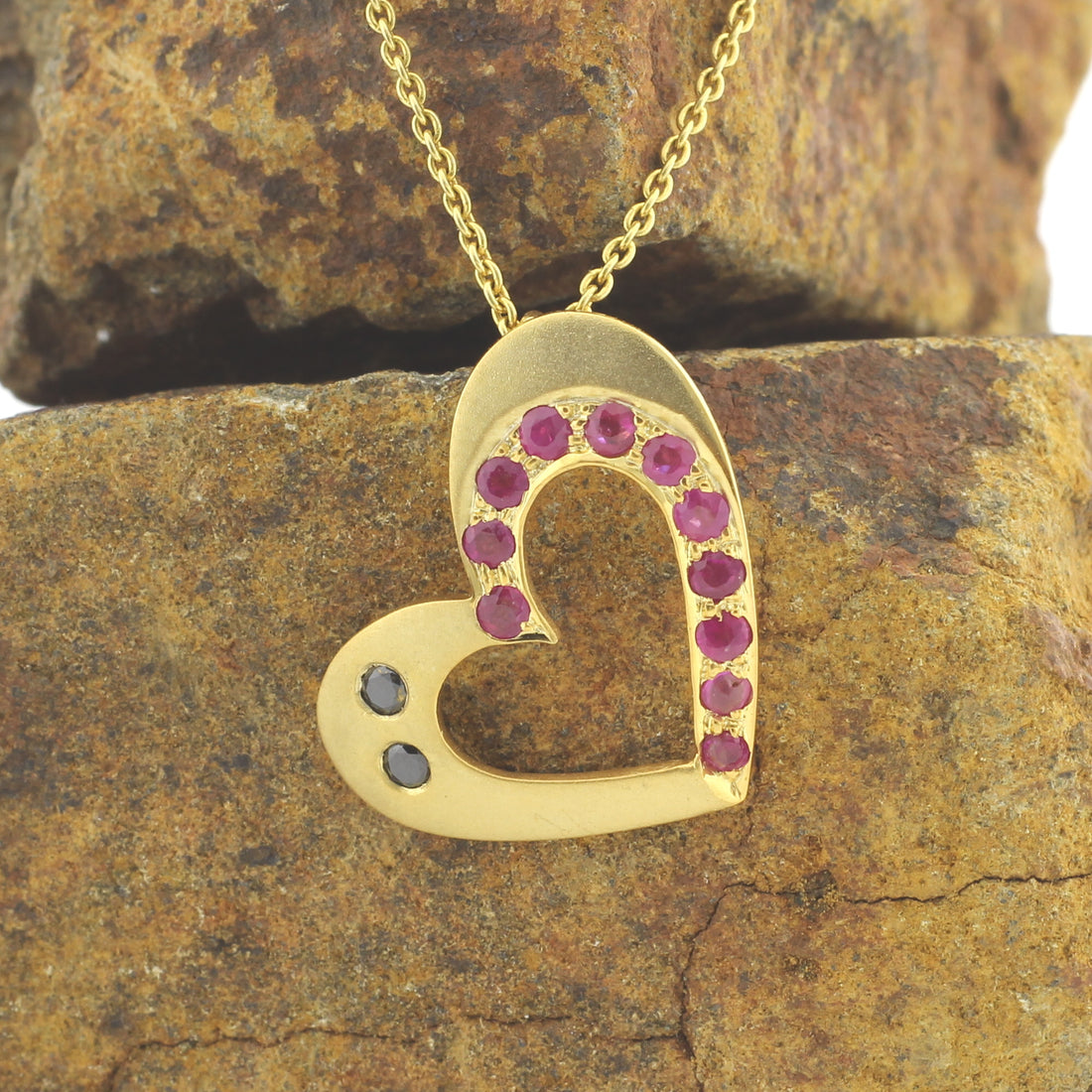 Fiery Ruby Pendant in Matte Recycled Gold, Eco-Friendly Ruby Pendant for July Birthstone Gift,