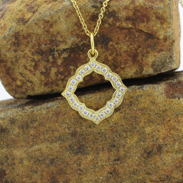 Vintage Lab Diamond Pendant in Micropavé Setting, Minimalist Lab Diamond Necklace