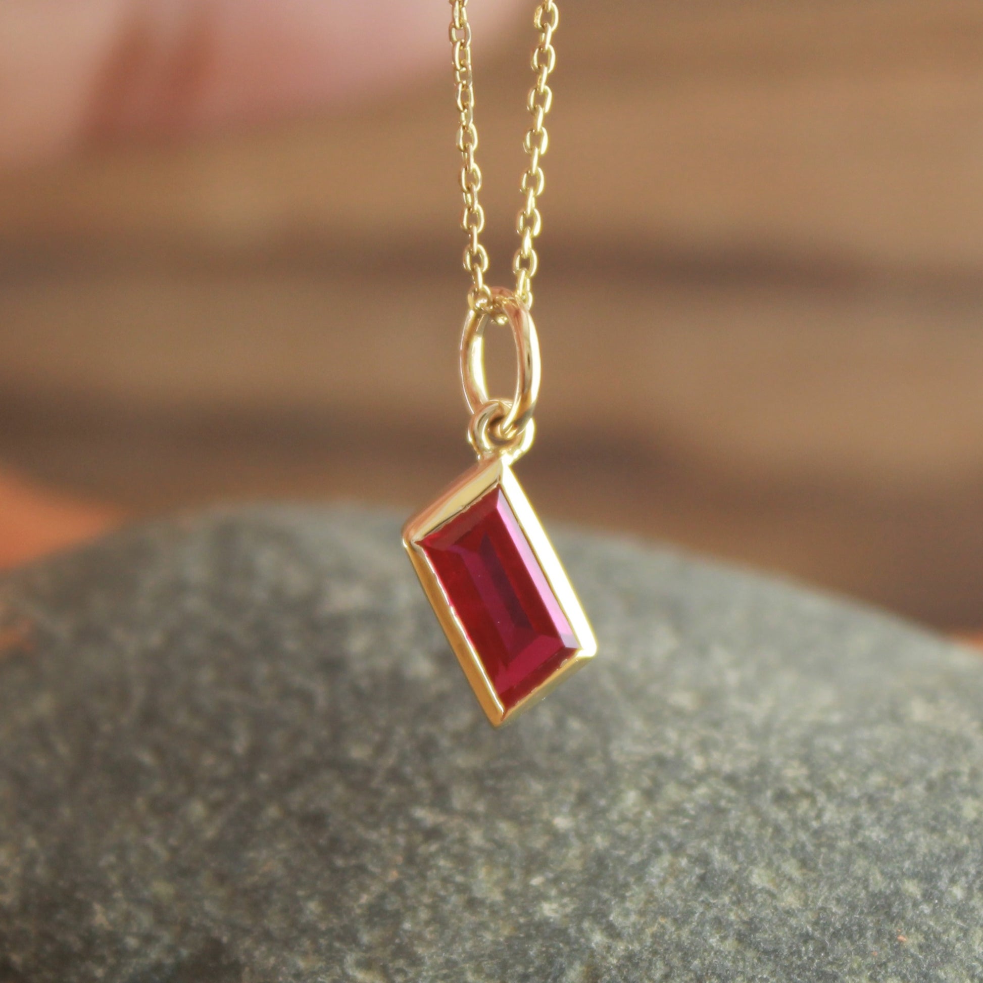Custom Cut Ruby Pendant in Bezel Gold Setting – Minimalist Style,
Handmade Lab Ruby Pendant Necklace – Elegant Daily Gold Jewelry,