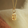 Minimalist Orange Sapphire Pendant, Emerald Cut Sapphire Necklace, 